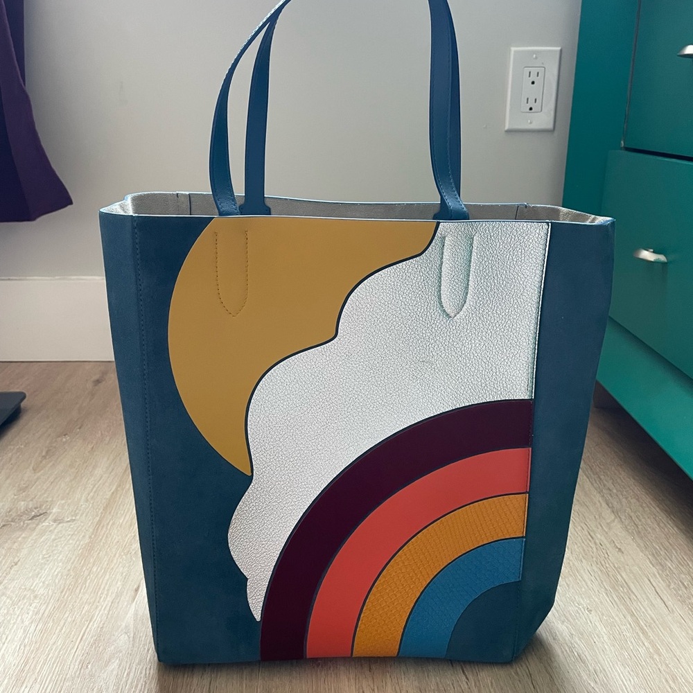 RARE Anya Hindmarch Suede Leather Rainbow Cloud Tote